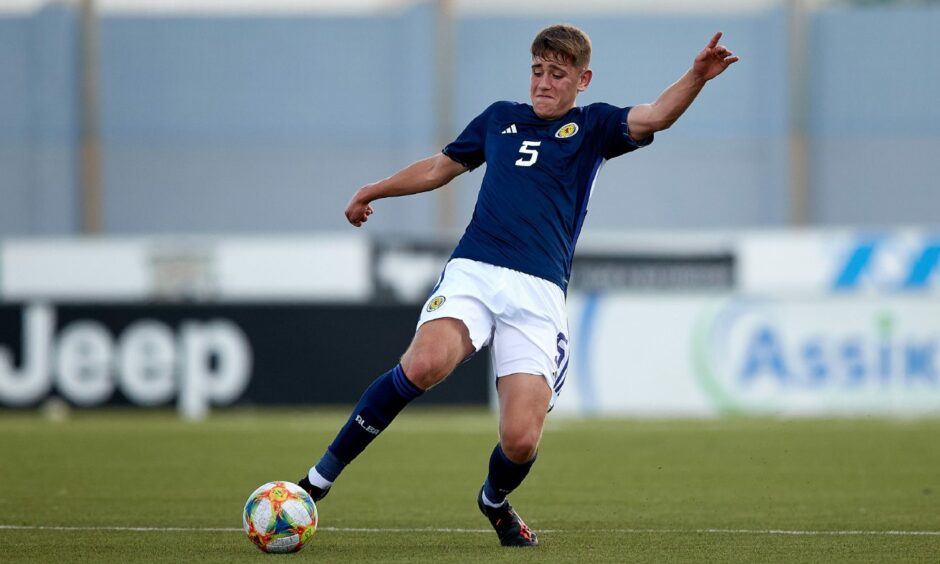 Dylan Smith in action for Scotland under-17s against Malta.