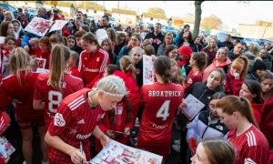 Aberdeen Women meet fans after playing at Pittodrie