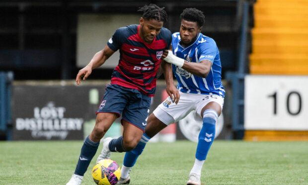Owura Edwards in action against Kilmarnock. Image: SNS