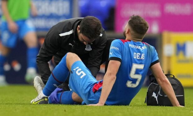 Caley Thistle defender Robbie Deas suffered a broken leg against Raith Rovers at the weekend. Image: SNS