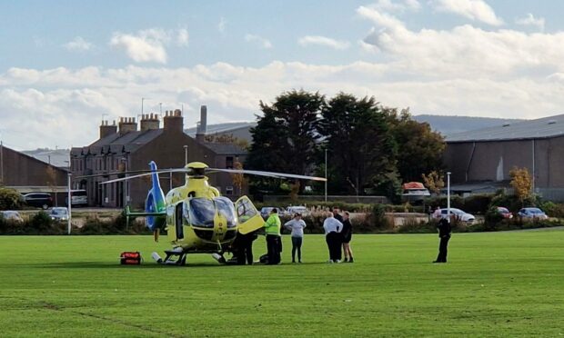 Aberdeenshire Quines president Erin Dicks was airlifted to hospital after sustaining an injury whilst playing against Fraserburgh Rugby Club at James Ramsey Park on Saturday.