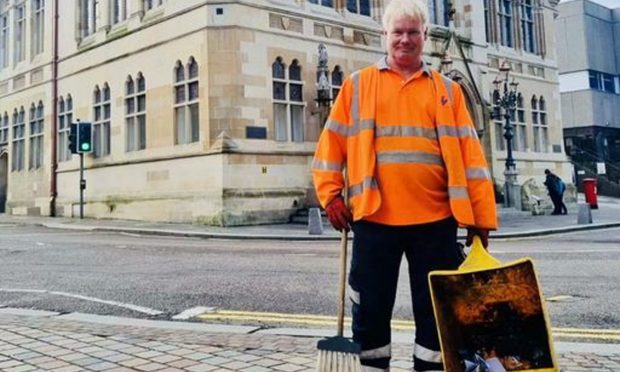 Martin MacDougall has been picking up litter in Inverness city centre for 35 years. Image: Martin MacDougall/ Facebook.