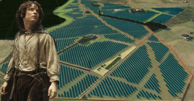 The solar farm has been named after a famous fantasy charcter. Lord of the Rings image from Shutterstock.