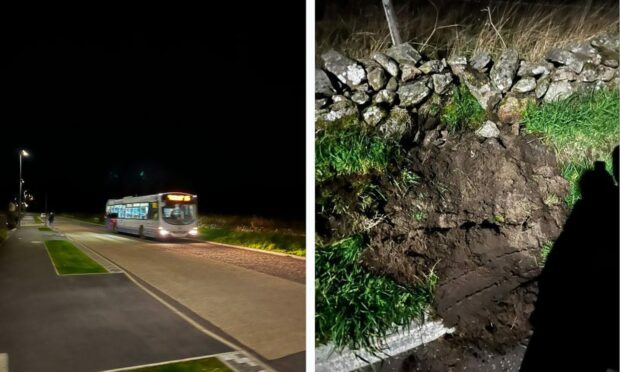 The First Aberdeen bus collided with a wall in Countesswells. Image: Ash Stark.