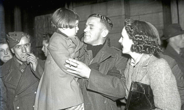 Repatriated Prisoners of War at the Joint Station in Aberdeen in October 1943.