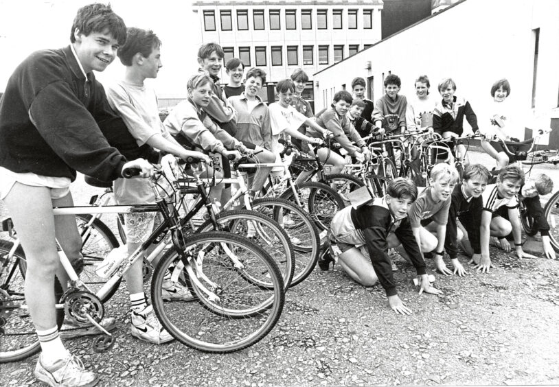 A group of pupils on bikes