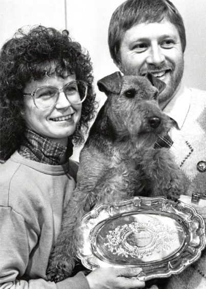 1988 - Welsh terrier Gwen, who won reserve champion place at the Bon Accord Kennel Association, with owners Irene and Richard Nicolson from Banchory.