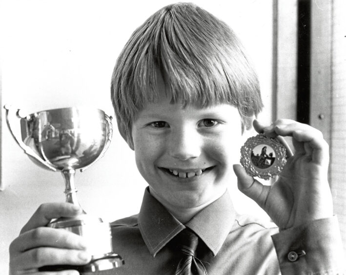 1988 - Lucy Webster from Cults with her Scottish Schools Orienteering Championship trophy