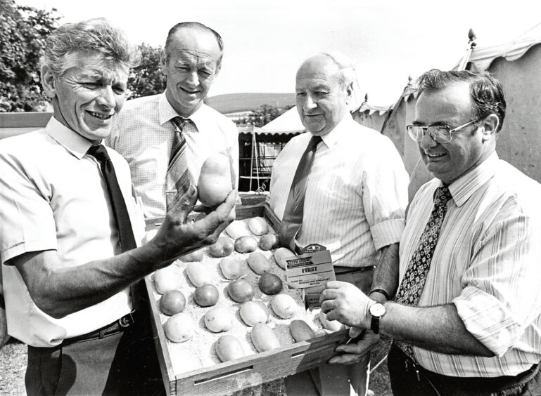 1984 - Judges at the Keith Show inspect prize potatoes