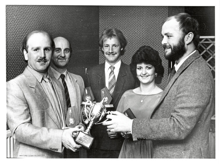 1985 - Members of the Aberdeen and North-east Stock Car Club celebrated the end of their first successful season of racing