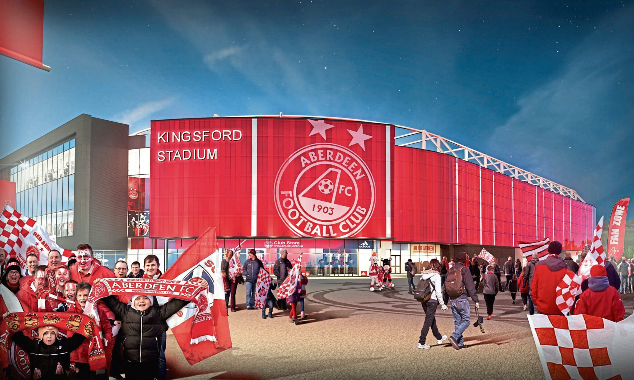 Aberdeen FC still has planning permission for its Kingsford Stadium... and could go through with the move out of the city if the council does not back the beach ground plans. Image: Aberdeen FC.