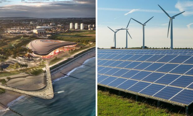 Solar panels could line the roof of Aberdeen FC's planned new stadium at the beach - potentially even powering nearby homes. Image: Clarke Cooper/DC Thomson.