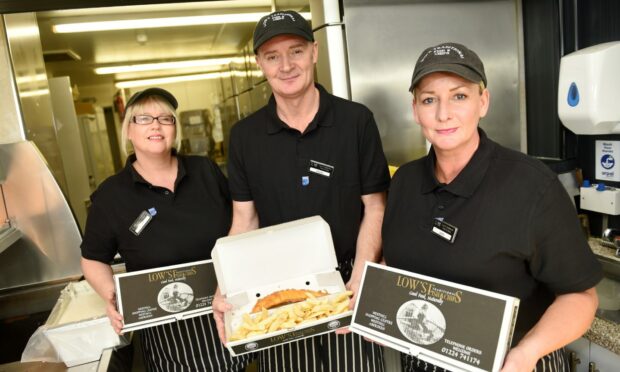 From left: Paula Low, David Low and Leah Adie at Lows Traditional Fish and Chips. Image: Darrell Benns/DC Thomson