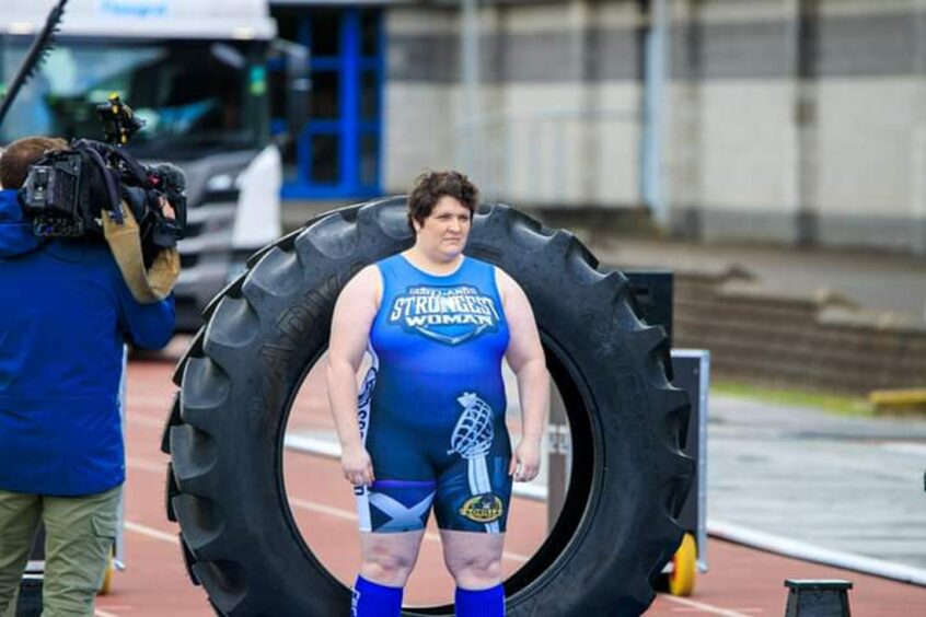 Steffie flipping heavy tyres at an event competing against Scotland's strongest women.