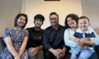 Frishta Matin and young son Kia with, from left, sister Farzana, brother Zaker and husband Murtaza at home in Stornoway. Image: Supplied