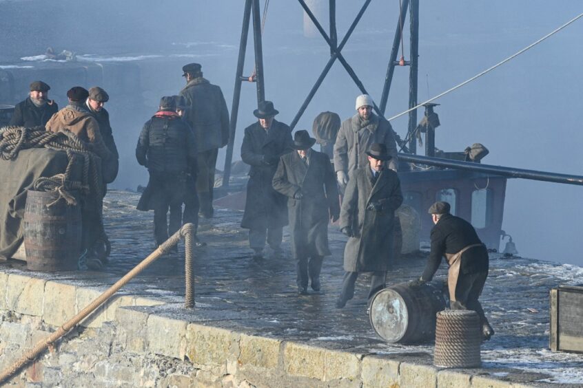 A scene from Peaky Blinders in Portsoy, Scotland.