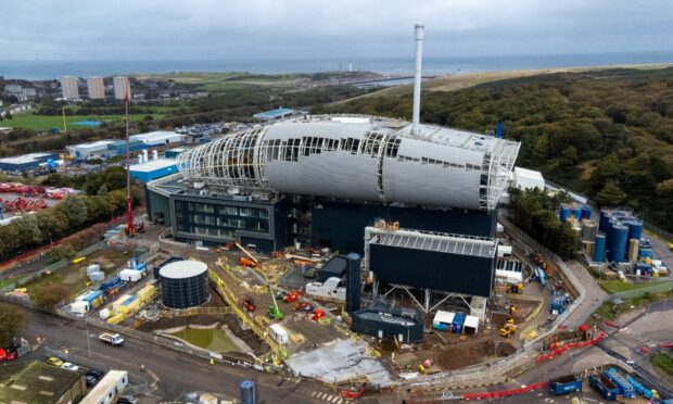 An aerial image of the under-construction Aberdeen Incinerator