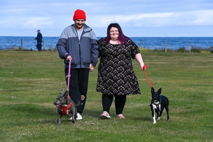 Claire and Ricki Inkson with dogs Scully and Boulder