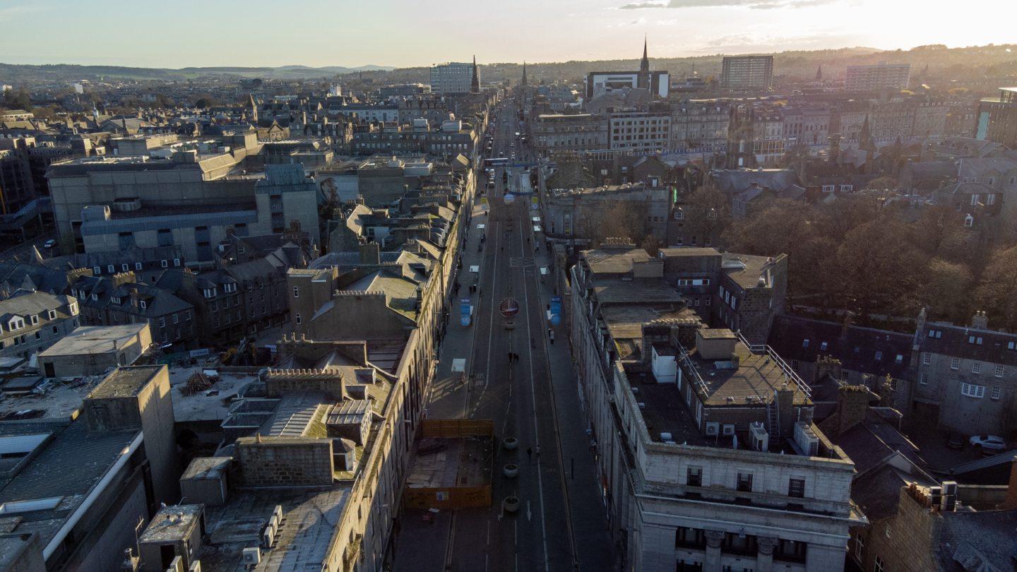 Aerial view of Aberdeen's Union Street.