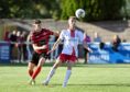 Inverurie Locos' Thomas Reid and Grady McGrath of Brechin City at the league meeting between the two sides in November. Image: Kath Flannery/DC Thomson