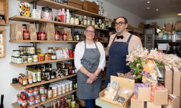 Owners Patrick and Juliet Serrell are at the helm of The Kilted Frog delicatessen in Inverurie. Picture by Kath Flannery / DC Thomson