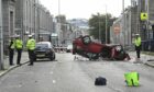 The car crashed on Crown Street in Aberdeen on Tuesday. Photo: Kami Thomson/DC Thomson