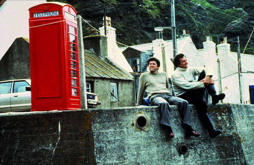 A red telephone box in "Local Hero" filmed in Penman, Scotland.