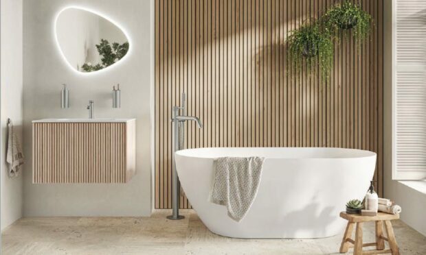 A well-appointed Japandi style bathroom with basin and bathtub, by NYC Bathrooms.