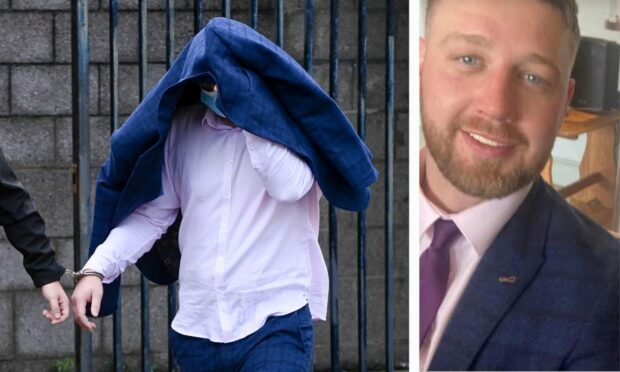 Mark Webb hid his face from the cameras as he was led from court.
