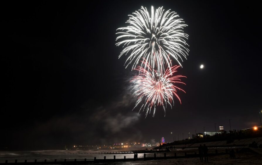 fireworks display at Aberdeen beach on Bonfire Night