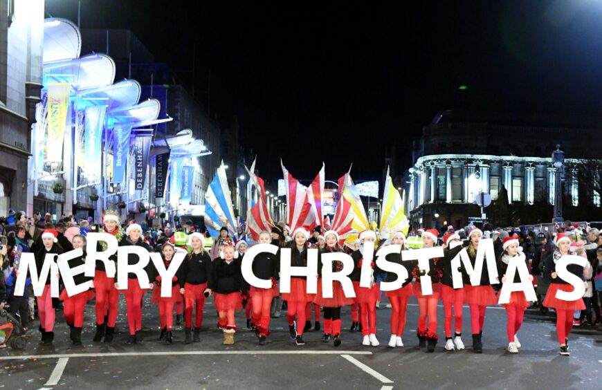 Aberdeen Christmas lights switch-on parade in a previous year