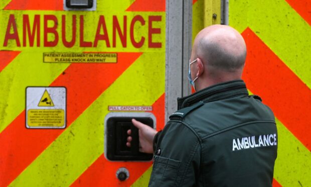 An ambulance worker at Aberdeen Royal Infirmary.