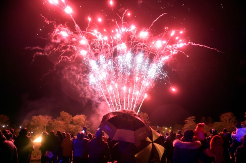 A fireworks display in Aberdeenshire, 2018