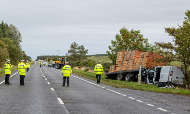 The crash on the A96 Inverness to Nairn Road at Drumine Farm junction. Image: Jasperimage.