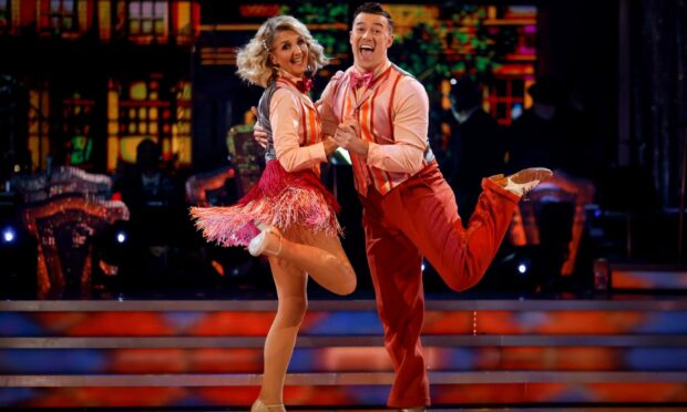 Kaye Adams and Kai Widdrington during the live show of Strictly Come Dancing on BBC1.