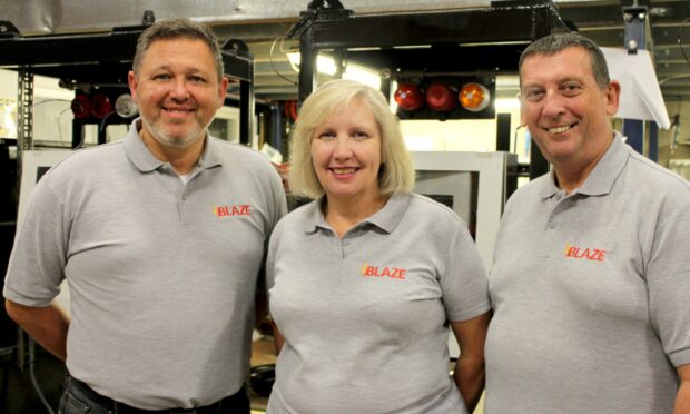 New operations director Stuart White, business development director Ann Johnson and managing director Howard Johnson of Blaze Manufacturing Solutions.