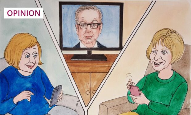 'Oor Mikey' Gove is keeping an eye on things at Westminster (Illustration: Helen Hepburn)