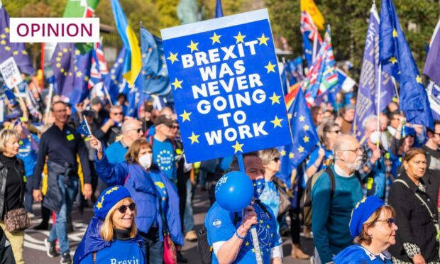 Anti-Brexit campaigners march in London in October 2022, six years after the referendum took place (Photo: Amer Ghazzal/Shutterstock)