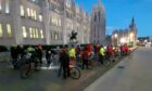 Around 50 cyclists turned up for the second ever Aberdeen Critical Mass cycling event. Image: Kieran Beattie.