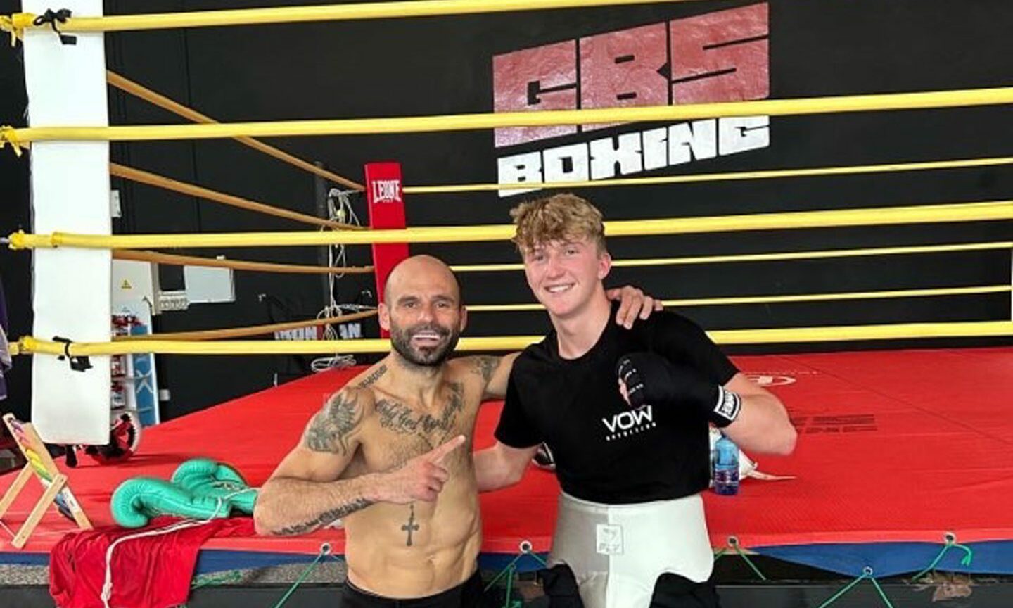 Aberdeen boxer Gregor McPherson with two weight world champion Kiko Martinez in Spain.