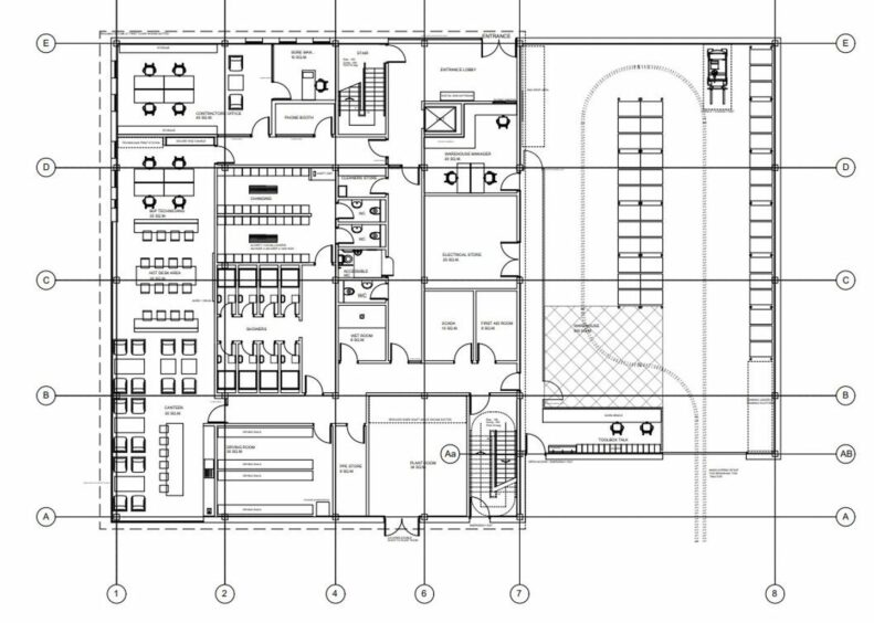 Ground floor at proposed Maintenance base for Moray Offshore Windfarm (West) Limited at Buckie Harbour.