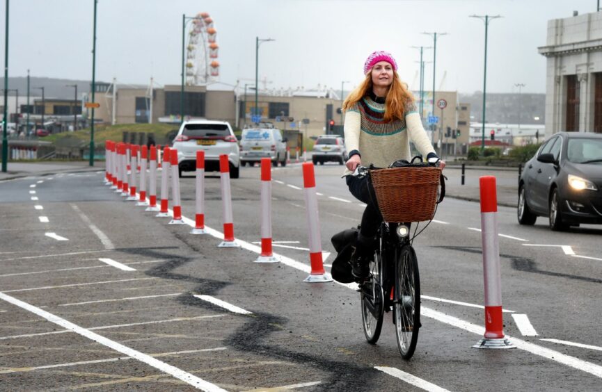 Spokeswoman for Aberdeen Cycle Forum, Rachel Martin, made the case for segregated bike lanes on Union Street - permanent versions of the ill-fated beach experiment which lasted only two months. Image: Jim Irvine/DC Thomson.