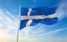 Shetland flag waving in the air