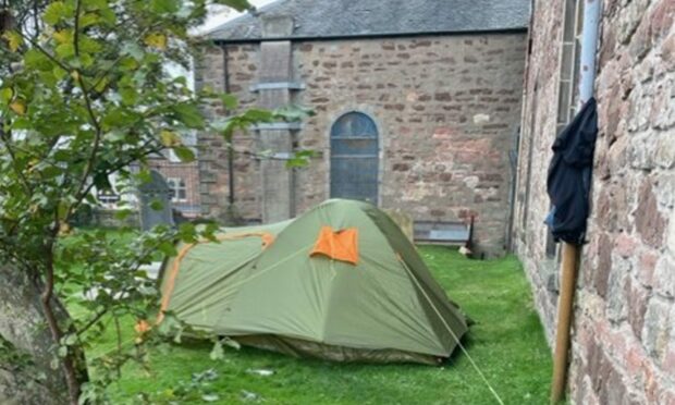 Campers have set up in the Old High Church in Inverness. Image: Malcolm MacCallum.