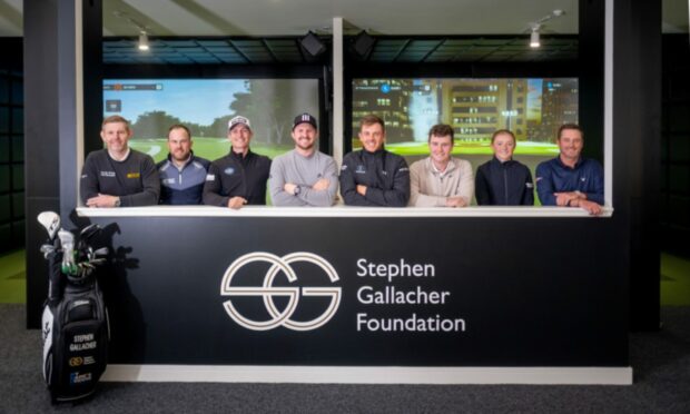 Stephen Gallacher (far lef) was supported at the launch of his new centre of excellence by a host of leading Scottish tour pros.