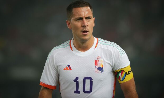 Belgium's Eden Hazard wears the OneLove captain's armband at a friendly against Egypt in Kuwait on Monday. Image: Shutterstock.