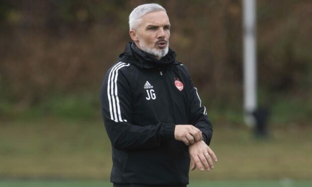 Aberdeen manager Jim Goodwin during Aberdeen's training session at the Children's Healthcare of Atlanta Training Ground. Image: Craig Foy/SNS