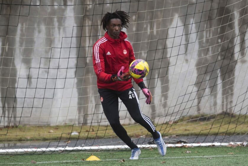 Young goalkeeper Blessing Oluyemi during Aberdeen's trip to Atlanta. Image: SNS