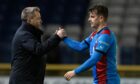 Inverness head coach Billy Dodds shakes match-winner Aaron Doran's hand at full-time. Images: Mark Scates/SNS Group