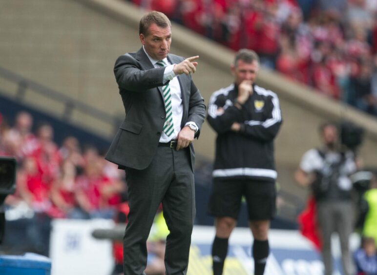 Brendan Rodgers at the side of the pitch